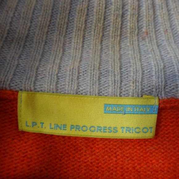 VINTAGE Argyle Wool Sweater Mens Small Knit‎ Orange Jumper Italian 90s LPT ITALY - Picture 11 of 14